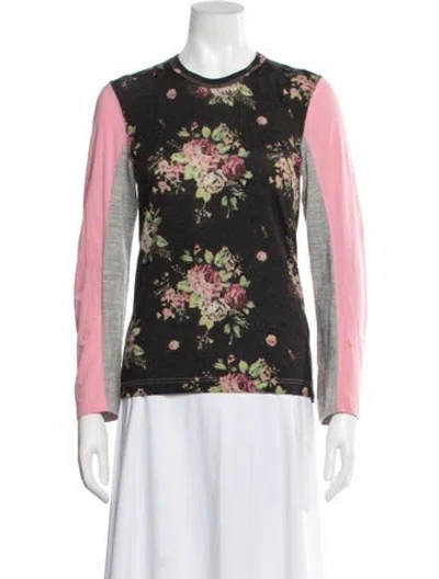 Pre-owned Comme Des Garçons Wool Floral Print Top In Black
