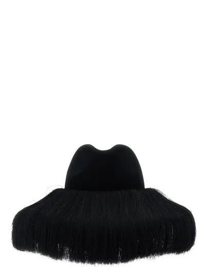Comme Des Garçons Comme Des Garcons Wool Fringe Fedora In Black