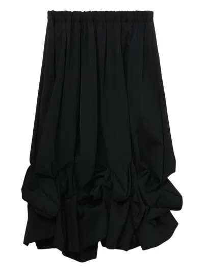 Comme Des Garçons Wool Gabardine Gathered Skirt In Black