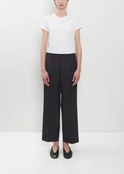 Comme Des Garçons Wool Gabardine Pleated Trouser In White