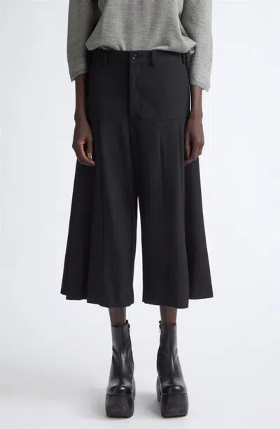 Comme Des Garçons Wool Gabardine Pleated Wide Leg Pants In Black