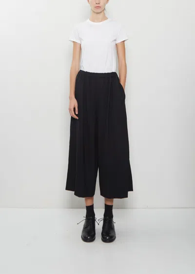 Comme Des Garçons Wool Georgette Elasticated Waist Wide Pants In Black