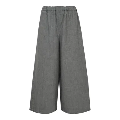 Comme Des Garçons Wool Glen Check Wide Pants In Gray