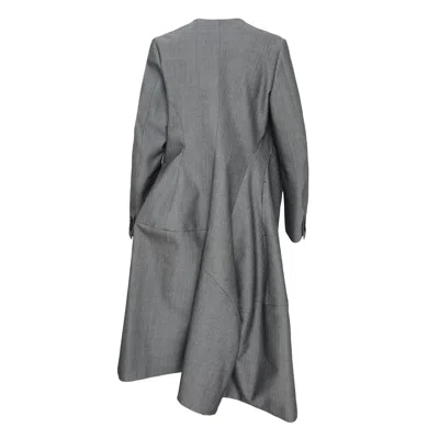 Comme Des Garçons Wool Herringbone Hard Finishing Coat In Silver