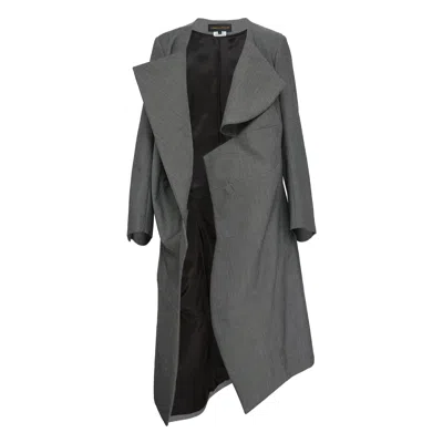 Comme Des Garçons Wool Herringbone Hard Finishing Coat In Silver
