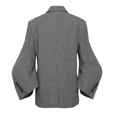 Comme Des Garçons Wool Houndstooth Check Pattern Jacket In Black