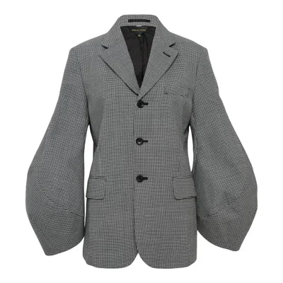 Comme Des Garçons Wool Houndstooth Check Pattern Jacket In Black