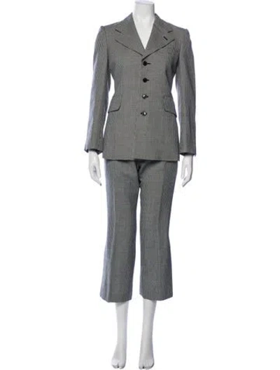 Pre-owned Comme Des Garçons Wool Houndstooth Print Pantsuit In Gray