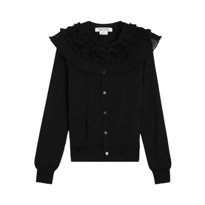 Pre-owned Comme Des Garçons Wool Jersey Detachable Collar Cardigan 'black' | Women's Size Xs