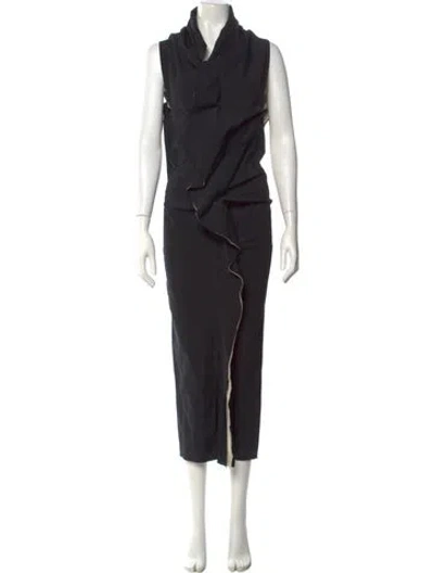 Pre-owned Comme Des Garçons Wool Long Dress In Black