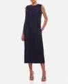 Comme Des Garçons Dark Blue Wool Midi Dress In Blue