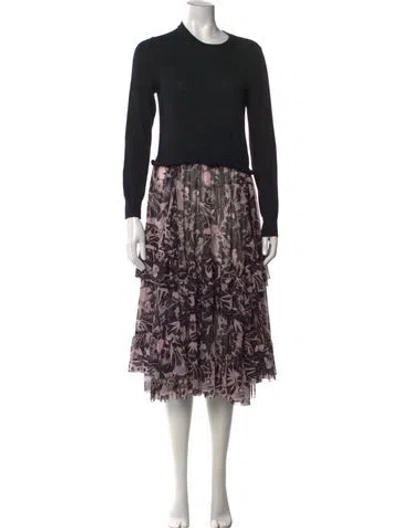 Pre-owned Comme Des Garçons Wool Midi Length Dress In Black