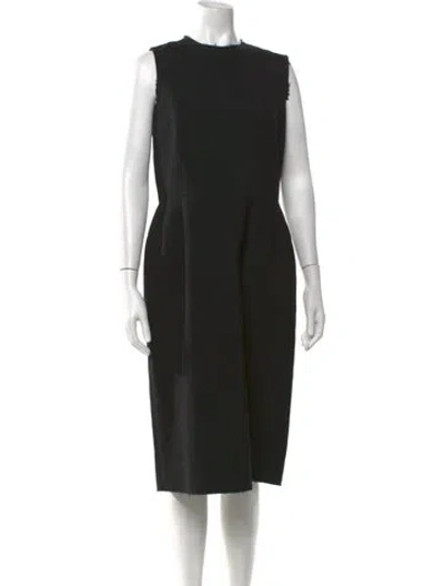 Pre-owned Comme Des Garçons Wool Midi Length Dress In Black