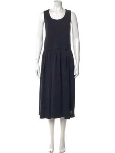 Pre-owned Comme Des Garçons Wool Midi Length Dress In Blue