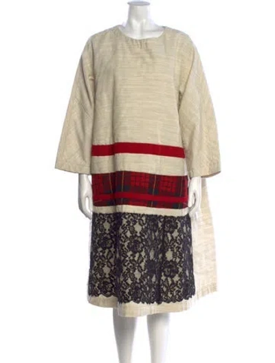 Pre-owned Comme Des Garçons Wool Midi Length Dress In Neutrals