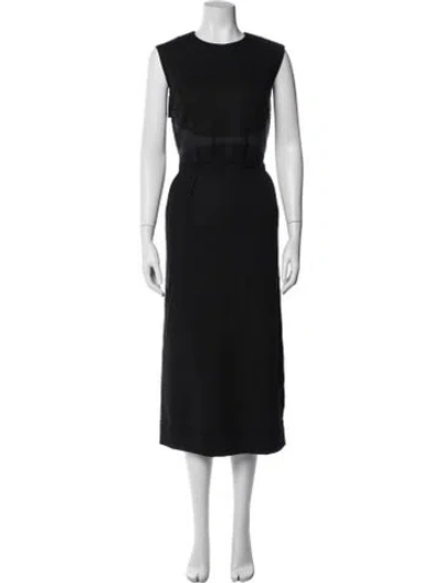 Pre-owned Comme Des Garçons Wool Midi Length Dress W/ Tags In Black