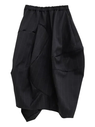 Comme Des Garçons Wool Midi Skirt In Black