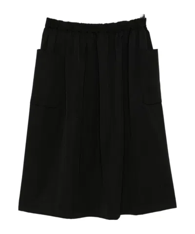 Comme Des Garçons Wool Midi Skirt In Black