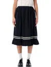 Comme Des Garçons Wool Midi Skirt In Blue