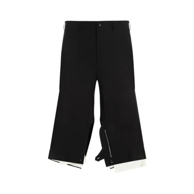 Comme Des Garçons Wool Mirrored Design Pants In Black