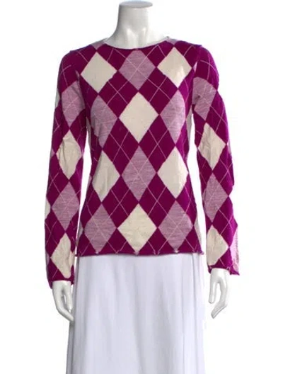 Pre-owned Comme Des Garçons Wool Patterned Sweater In Purple
