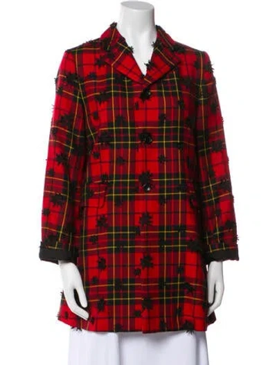 Pre-owned Comme Des Garçons Wool Plaid Print Blazer In Red