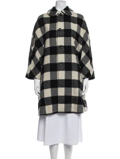 Pre-owned Comme Des Garçons Wool Plaid Print Coat In Black