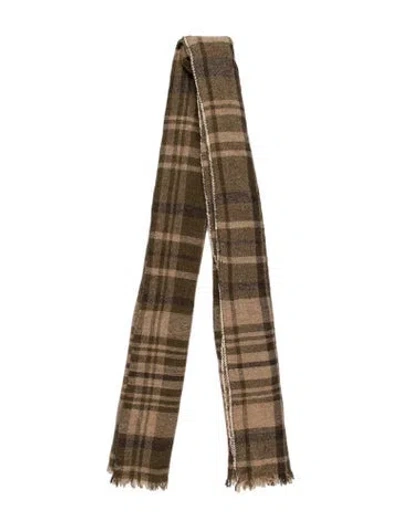 Pre-owned Comme Des Garçons Wool Plaid Print Scarf In Brown