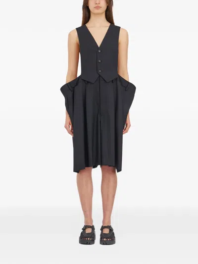 Comme Des Garçons Wool Playsuit In Black