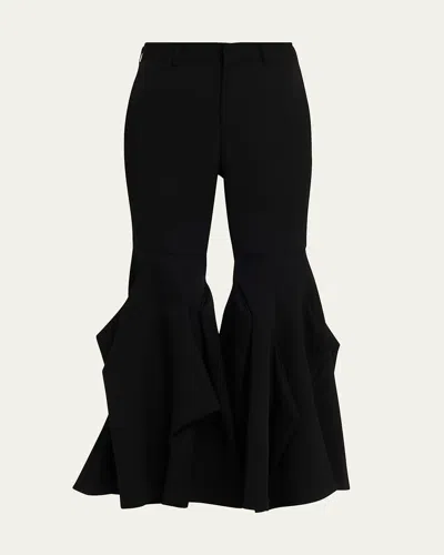 Comme Des Garçons Wool Sculptural Flare Pants In Animal Print