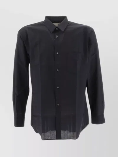 Comme Des Garçons Wool Shirt Featuring Button-down Collar In Black