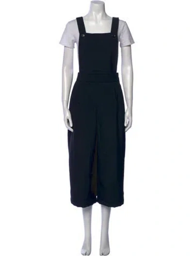 Pre-owned Comme Des Garçons Wool Square Neckline Jumpsuit In Black