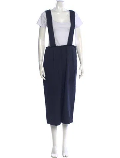 Pre-owned Comme Des Garçons Wool Square Neckline Jumpsuit In Blue