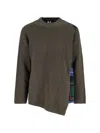 Comme Des Garçons Asymmetric Hem Long Sleeve Plaid Sweater In Brown