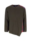 Comme Des Garçons Asymmetric Plaid Crew Neck Sweater In Green
