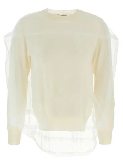 COMME DES GARÇONS COMME DES GARÇONS WOOL SWEATER WITH MULTILAYER TULLE DETAIL