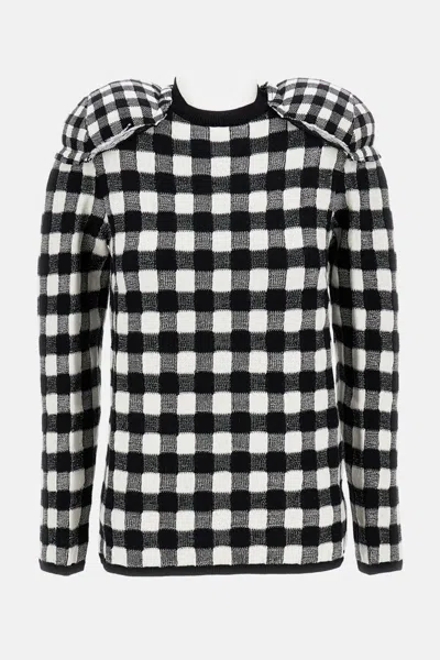 Comme Des Garçons Wool Sweater With Padded Shoulders In Black