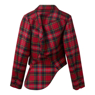 Comme Des Garçons Wool Tartan Check 1 Pattern Jacket In Red