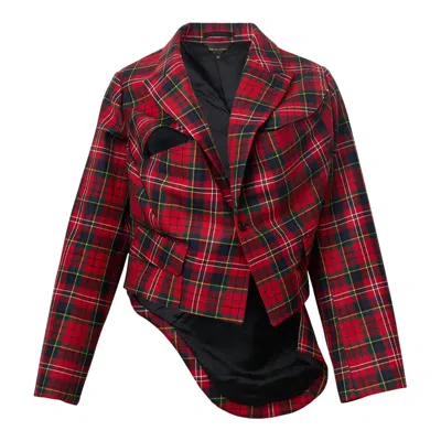 Comme Des Garçons Wool Tartan Check 1 Pattern Jacket In Red