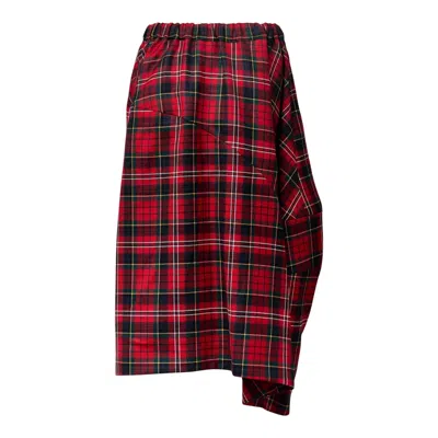 Comme Des Garçons Wool Tartan Check 1 Pattern Skirt In Red