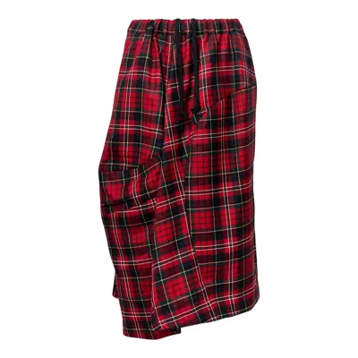 Comme Des Garçons Wool Tartan Check 1 Pattern Skirt In Red