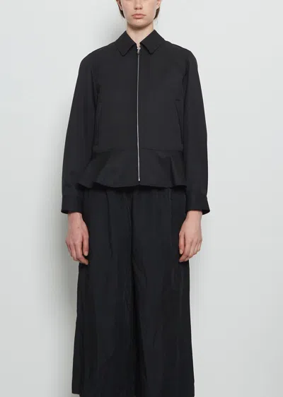 Comme Des Garçons Wool Tech Peplum Zip Up In Black