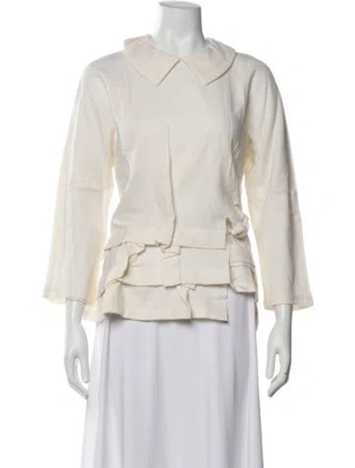 Pre-owned Comme Des Garçons Wool Three-quarter Sleeve Blouse In Neutrals