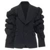 Comme Des Garçons Comme Des Garcons Wool Tiered Puff Sleeve Blazer Jacket In Black