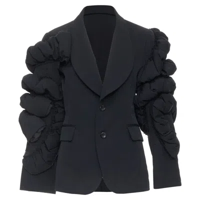 Comme Des Garçons Comme Des Garcons Wool Tiered Puff Sleeve Blazer Jacket In Black