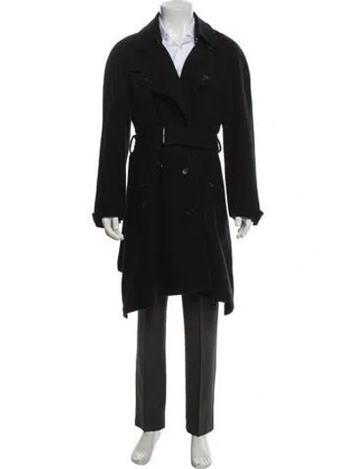 Pre-owned Comme Des Garçons Wool Trench Coat In Black