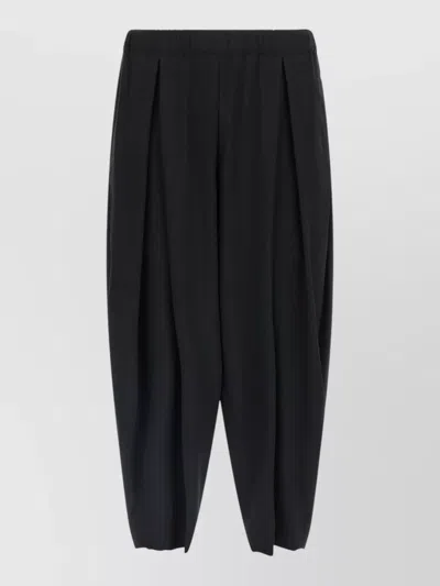 Comme Des Garçons Wool Trousers Pleated Relaxed Fit Tapered In Black