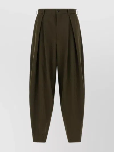 Comme Des Garçons Wool Trousers With Pleats And Side Pockets In Green