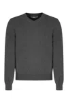 Comme Des Garçons Wool V-neck Sweater In Gray