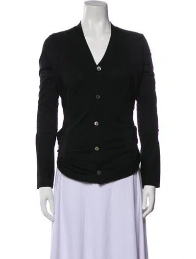 Pre-owned Comme Des Garçons Wool V-neck Button-up Top In Black